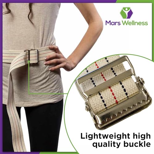 MARS WELLNESS Premium Patient Transfer/Walking Gait Belt with Metal Buckle - Beige 60" L x 2"