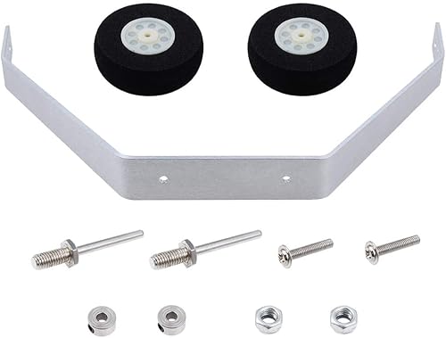 Equipo de aterrizaje de aluminio 25-40 clase con rueda de espuma y kit de bricolaje de hardware para avión RC, 1 juego