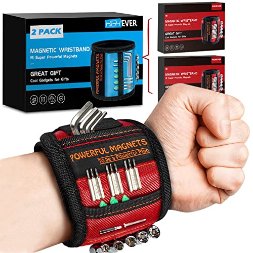 2P Magnetic Wristband Stocking Stuffers For Men, Tool Belt Magnet Wrist For Holding Screws Nails Drill Bits Cool Gadget Christmas Birthday Dad Him Husband Women Who Have Everything Wants Nothing #TOP21
