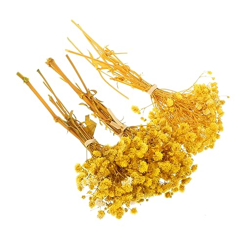 Ramo de flores secas baby breath decorativo amarillo miniatura 1