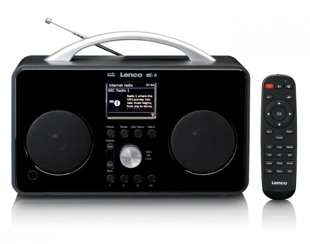 Lenco PIR-645 - Radio Internet Portable - W-LAN - récepteur Dab+ et FM - Bluetooth - écran TFT 2,6" - 4 Boutons de mémoire - Fonction Alarme - Streaming W-LAN - Batterie 4400mAh - Noir