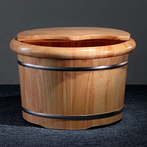 Balde de madera para baño de pies con tapa altura 25 cm miniatura 7