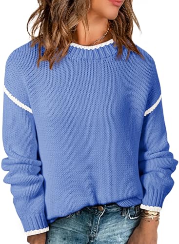 SHEWIN Sweaters for Women Trendy Crewneck Long Sleeve Tops Casual