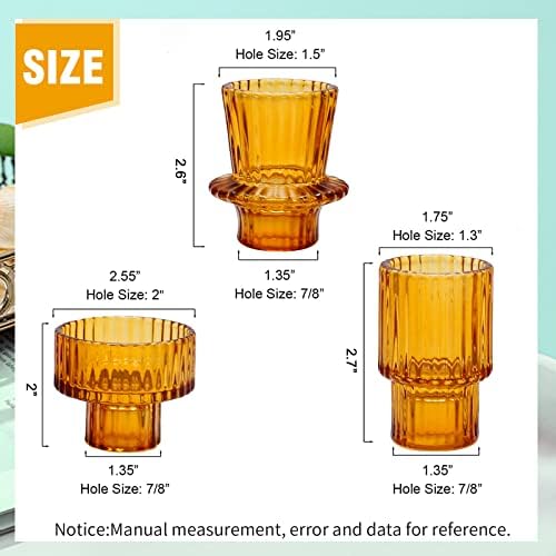 Vkinman 3pcs Candlestick Holders Tea Light Ritual Candles Holder Decorative for 7/8" 1.3" 1.5" 2" Pillar Candle