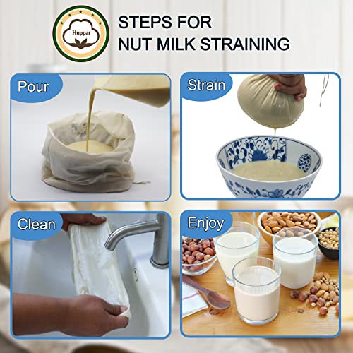 6 Pack 14"X14" Nut Milk Bags - 100% Unbleached Cotton, Food Strainer, Reusable Cheesecloth,Straining Almond/Oat/Soy Milk, Cold Brew Coffee, Cloth Bag For Cheese/Yogurt/Juice/Tea/Wine/Soup/Herbs #TOP4
