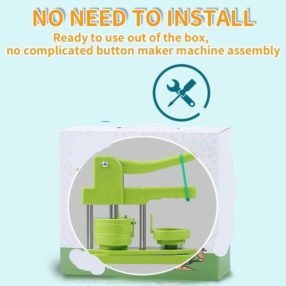 Máquina for Hacer Botones, Kit de Pines DIY sin instalación en Forma de corazón, máquina Perforadora de Insignias con Molde(Green Set)