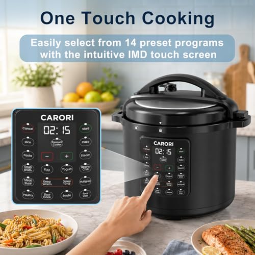 Image of 8Qt Electric Pressure Cooker 12-in-1, 1200W Stainless Steel Multi-Cooker, Slow Cook, Rice Cook, Steamer, Saute, Yogurt Maker, Warmer & Sterilizer, Safer Venting Design with Recipe Book, Black