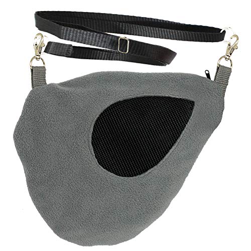 Exotic Nutrition Teardrop Carry Pouch (Grey) - Small Animal Fleece Bonding Pouch - for Sugar Gliders, Hamsters, Gerbils, Mice, Degus & Other Small Pets