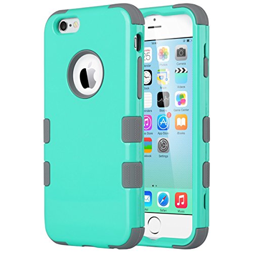 iPhone 6S Case,iPhone 6 Case,ULAK Anti Slip Heavy Duty High Impact Dust Scratch Shock Resistance Protective Cover Hybrid High Soft Silicone+Hard PC Case for Apple iPhone 6/6S 4.7 Inch(Mint Green/Grey)