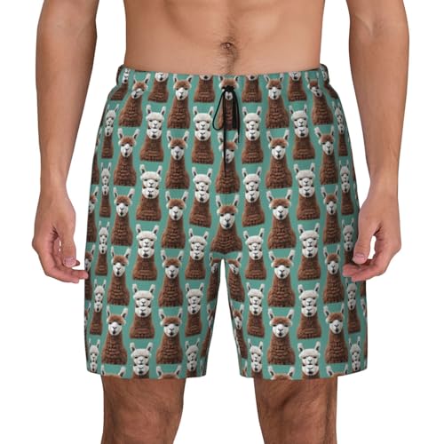 Short de bain homme anti humidité léger motif lama alpaga