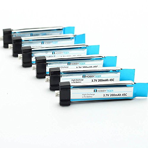 HOBBYTIGER Lipo Battery for Blade Inductrix,1S 3.7V 200mAh 45C 6-Pack Batteries fits Tiny Whoop,Blade Nano QX,Nano QX FPV,mCX2 etc (200 mAh)