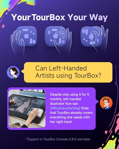 TourBox Lite Bluetooth - Compact Editing Keyboard, Artists Drawing Tablet Keypad, Works with Clip Studio Paint & More, Creative Console with Custom Software, Cable, Travel Bag - Wireless Kit