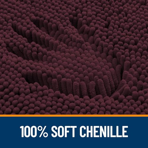 Image of OLANLY Bathroom Rugs Sets 2 Piece, Soft Absorbent Chenille Bath Mats and U-Shaped Contour Toilet Mat Area Rug Set, Machine Washable Bath Carpet, Home Decor Accessories(30 inchx20 inch+24 inchx20 inch, Black Cherry)