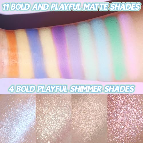 Image of UCANBE Colorful Eyeshadow Palette - 15 Colors Vibrant Matte, Dazzling Shimmer & Glitter Duochrome Finishes - Highly Pigmented, Blendable, Long-Lasting Pastel Rainbow Eye Makeup Pallet - Seaform Dreams