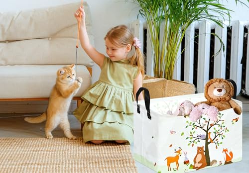 Image of Rec Animals Print Box Hamper Storage Basket Collapsible Organizer Bin Gift Shelf Baskets for Home and Kitchen Storage
