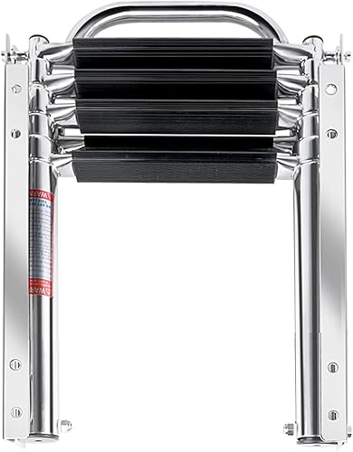 Miniatura 7 de Marinebaby Escalera de 3 a 4 escalones debajo de la plataforma, escalera telescópica con un mango de transporte y tornillos de montaje, pestillo de