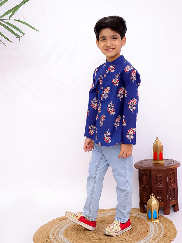 Image of superminis Boys Cotton Regular Fit Printed Kurta Shirt