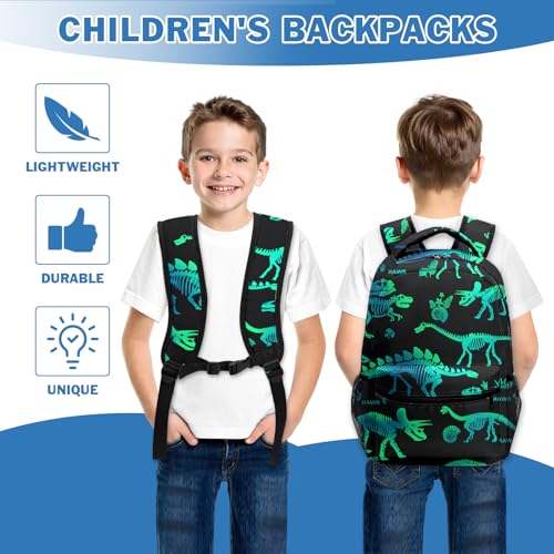Kwlegh Green Dinosaur Kids Backpack for Boys Girls Dinosaurs Skeletons Kindergarten Preschool Bookbag Elementary School Book Bags Lightweight Toddler Backpacks with Chest Strap by Kwlegh - Used condition - Image 6