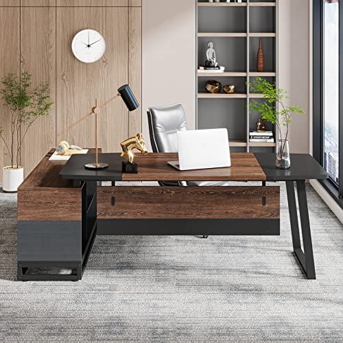 Tribesigns-67-Executive-Desk-and-55-Lateral-File-Cabinet-Large-L-Shaped-Computer-Desk-with-Storage-Cabinet-and-Shelves-Home-Office-Furniture-Desk-Set-Business-Furniture-WalnutBlackGrey