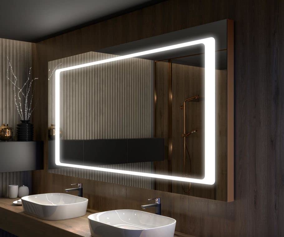 Buy Alfa Design LED Bathroom Mirror,Vanity Wall Mounted Dimmable Lighted Bathroom Mirror with Lights,Smart Touch with 3 Colors (Design 4, 36x24) Online at Low Prices in India - Amazon.in