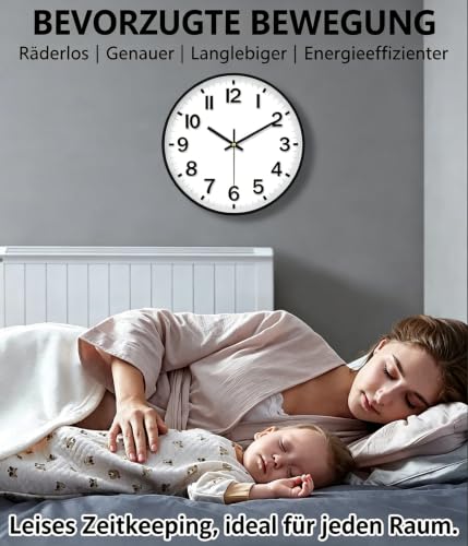 Image of Wall Clocks Battery Operated, 12 Inch Non Ticking Digital Wall Clock, Silent Analog Clock for Bedroom Living Room Kitchen Office Gym Classroom Decor, Large Number Clocks for Seniors Elderly