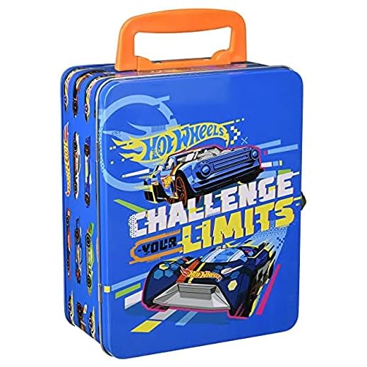Theo Klein 2883 Maletín de Hot Wheels, De metal de alta calidad, Con compartimentos para hasta 18 coches, Medidas: 21 cm x 15.5 cm x 8.5 cm, Juguete para niños a partir de 3 años