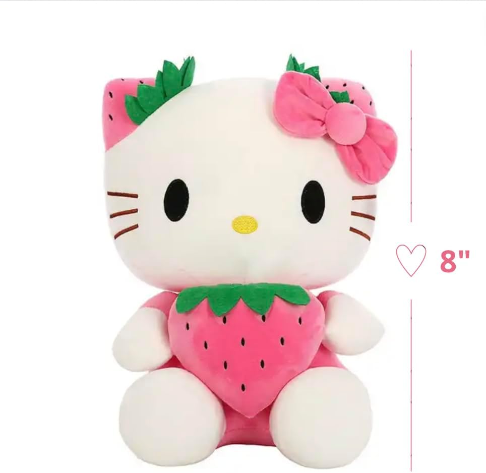 Miniatura 5 de Kitty Fresa - Peluche de 8 pulgadas, material suave y abrazable, superficie lavable, perfecto para regalar, adecuado a partir de 1 año