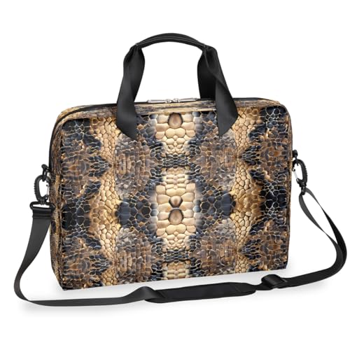 Maletín retro para laptop con estampado de piel de serpiente miniatura 1