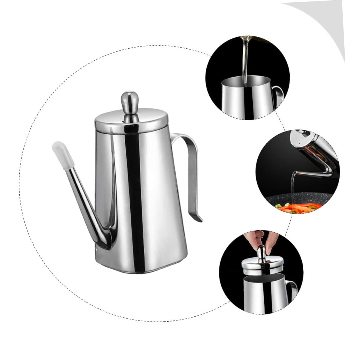 Ölflasche aus Edelstahl mit Großem Fassungsvermögen, Silber