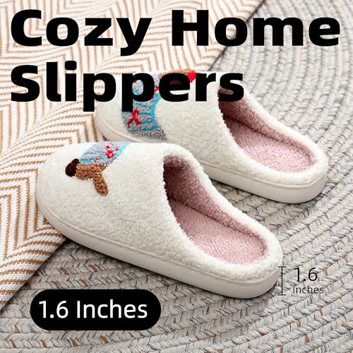 Women's Cloud Soft Plush Slippers - Cute Dog Pattern Furry House Shoes, Anti - Slip Bouncy Sole, Cozy Home Slippers for Daily Wear.4