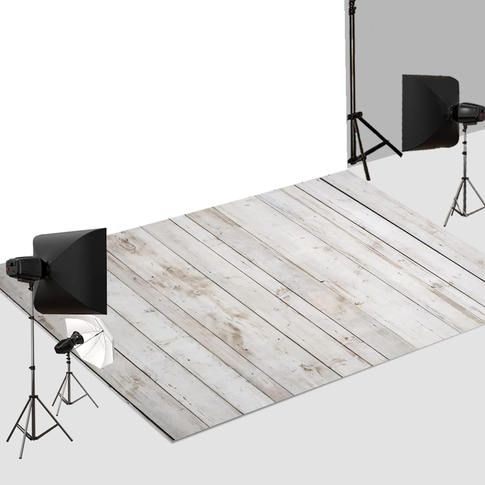 Photo 1 of Kate 5x4ft/1.5x1.2m Irregular Wooden Board Mat Retro Texture White Rubber Floor Mat Photoshoot Studio Props 5x4ft White Wood Texture 5