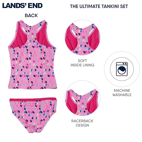 Image of Lands' End Girls' UPF 50+ Swim Bikini Bottom and Racerback Tankini Set