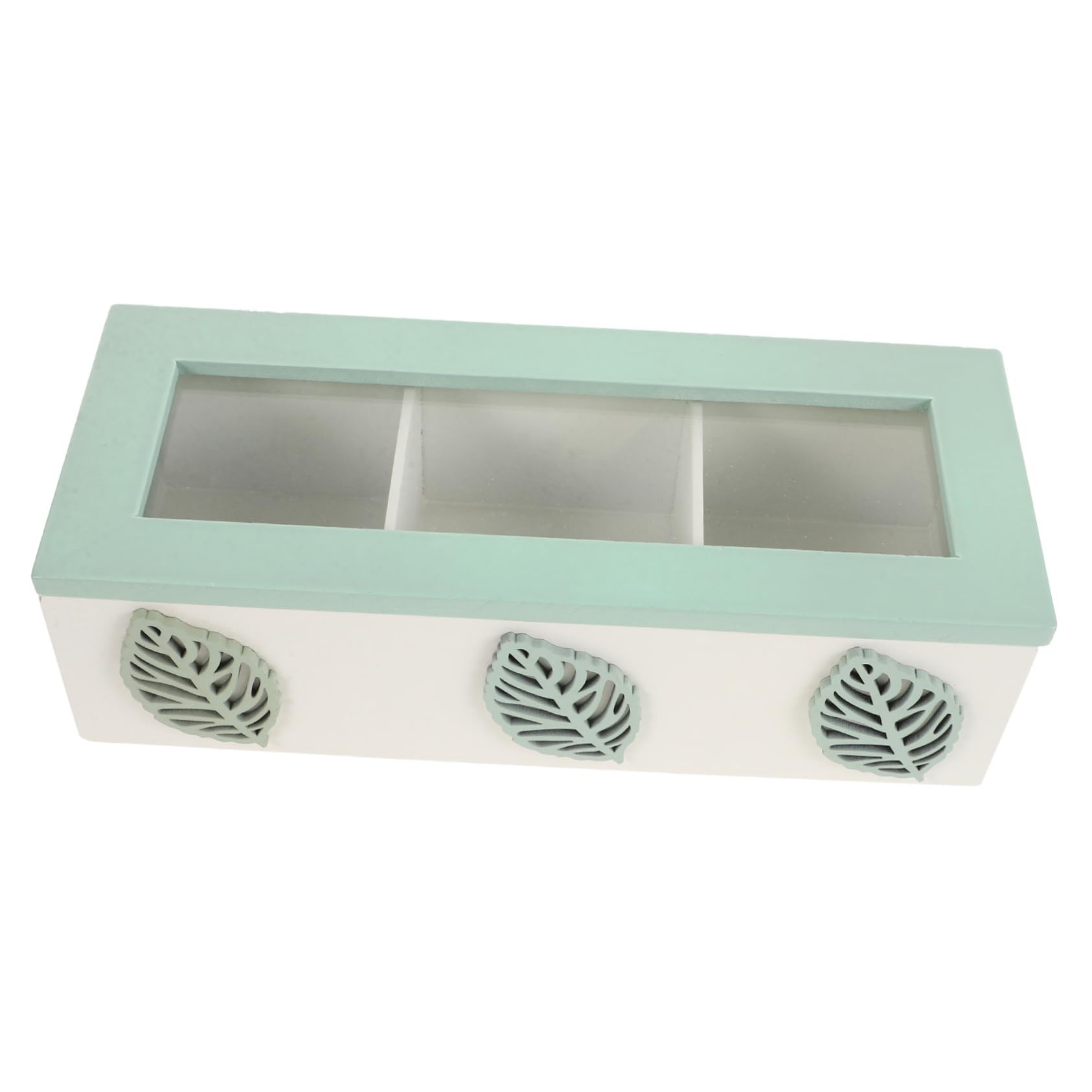 Elegante Teebox mit 3 Fächern und Glasdeckel Vielseitige Aufbewahrung für Teebeutel Platzsparend und Rustikal für Arbeitsplatte im Zuhause