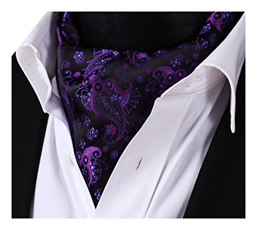 Purple and black ascot ties for men paisley floral cravat formal …