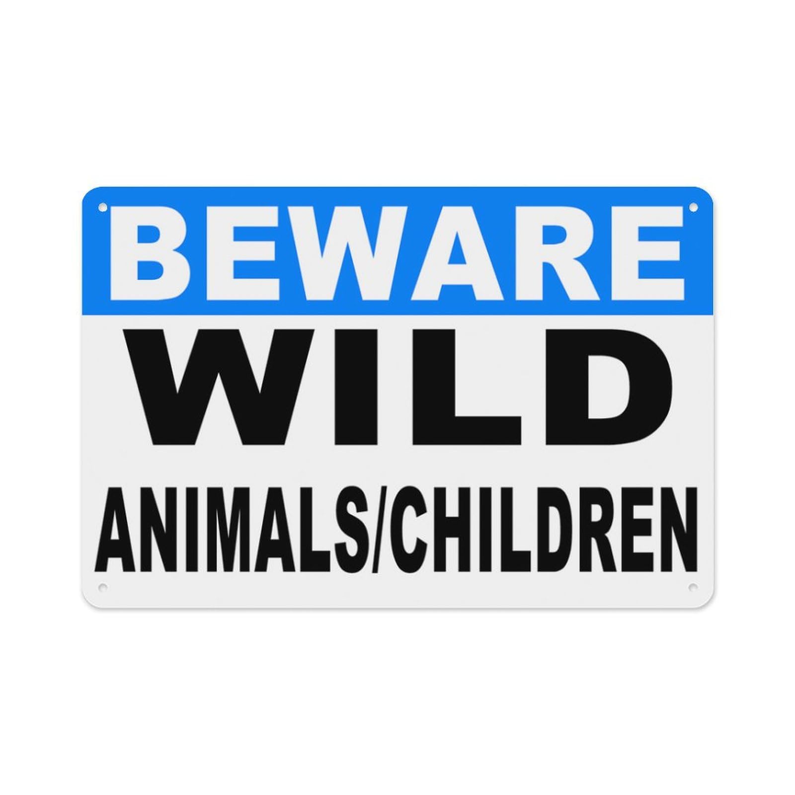 peiyeety Beware Wild Animalschildren Sign Aluminum Tin Warning Signs for Home Outdoor Garden 8X12 Inches