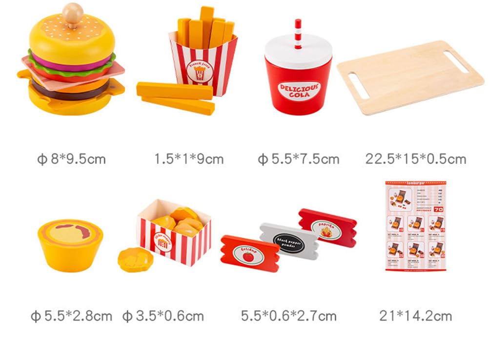 Set Gioco di Finzione Fast Food, Gioco di Ruolo Ristorante Set di Cibo Giocattolo