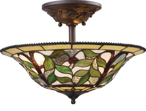 Elk 08015-Tbh Latham 3-Light Semi-Flush Mount, 15-Inch, Tiffany Bronze With Highlight