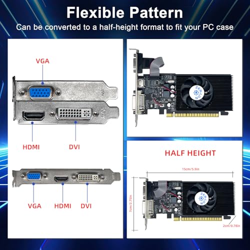 Image of GT 730 Graphics Card, Computer Low Profile GPU, 4GB 128Bit GDDR3 PCIe x16, HDMI /VGA /DVI, DirectX 11, PhysX, OpenGL 3.1, Desktop Gaming Video Card, Support 2K (with Bracket)