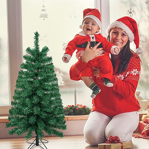 VEYLIN Small Christmas Tree, 90 CM Artificial Green Xmas Tree With Metal Stand For Christmas Decor - Image 2