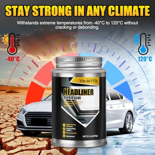 Headliner Repair Glue, Car Headliner Adhesive with Brush, Car Roof Liner Fabric Adhesive, Upholstery Glue for Cars,Headliner Repair Kit, Suitable for Automotive interiors, Fabric, Leather,150ml
