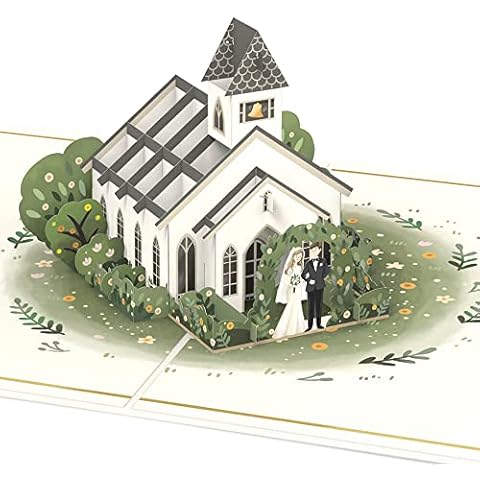 papercrush® Pop-Up Card Wedding Chapel - 3D Wedding Card with Bride and Groom & Church, Elegant and Unusual Greeting Card for Wedding & Church Wedding, Money Gift for Honeymoon Cover