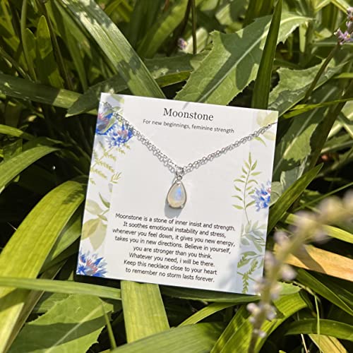 New Beginning Moonstone Sterling Silver Necklace for Women, Divorce and New Job Gift, Healing Jewelry, Minimalistic Moonstone4