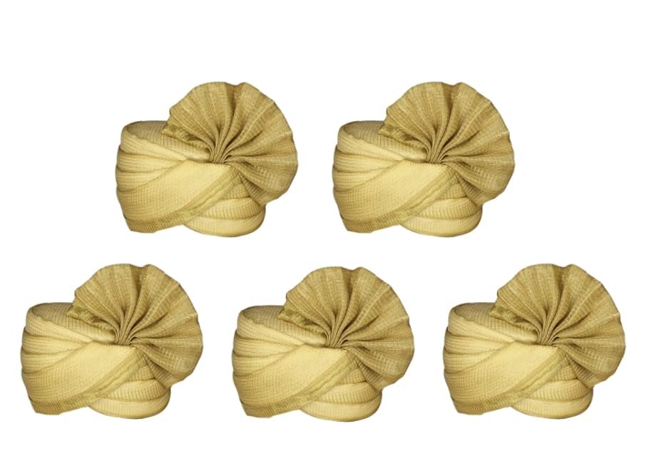 Acquire Trend Moonga Pagdi/Safa for Barati & Host to Celebrate Wedding II for Men & Women II Pack of 5 II (Yellow)