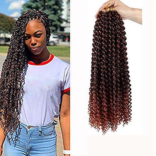 6 PACK Passion Twist Hair Ombre 18 inch Water Wave Crochet Hair Synthetic Fiber Natural braids for Passion Twist Braiding Hair Extensions(18inch, T1B/350#)…