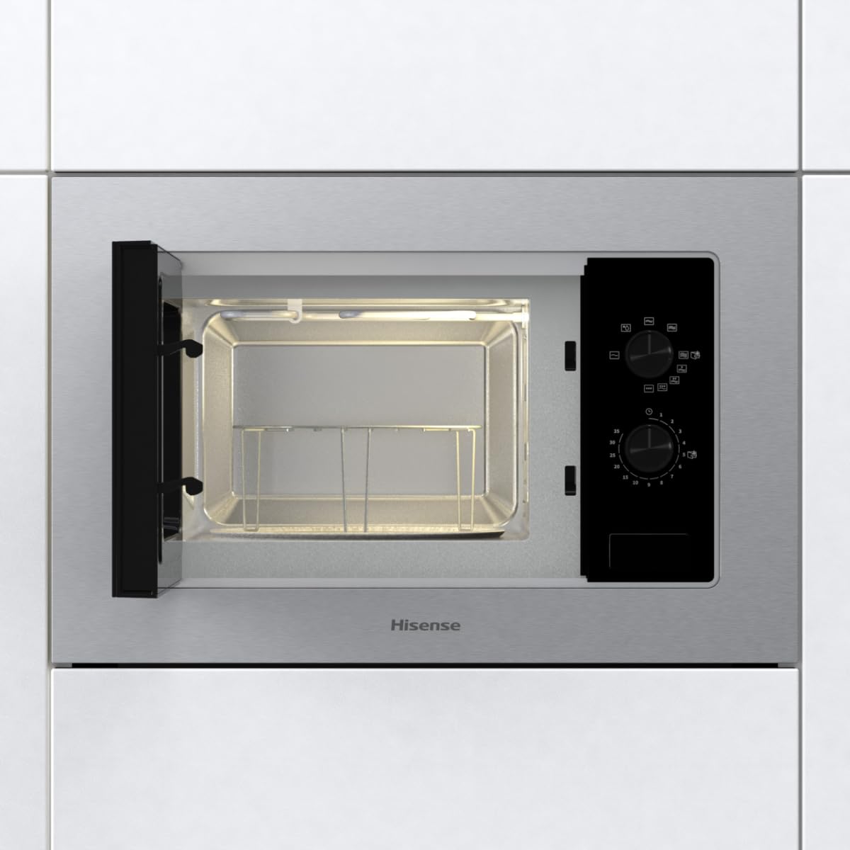 HISENSE BIM320G11X FORNO MICROONDE INCASSO 20L 800W GRILL AQUA CLEANING INOX VETRO NERO