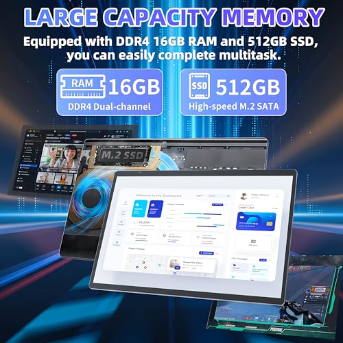 Image of 【Win 11 Pro /Office 2019】2-in-1 Convertible Laptop, 14 inch 2.2K Touchscreen, Detachable Magnetic Keyboard, 12th Gen Alder Lake-N95, 16GB DDR5 RAM, 512GB /1TB SSD, HD Camera, Cooling Fan, Type-C (512G SSD)