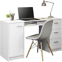 Escrivaninha Mesa para Computador Madesa Alaska 3 Gavetas 1 Porta - Branco