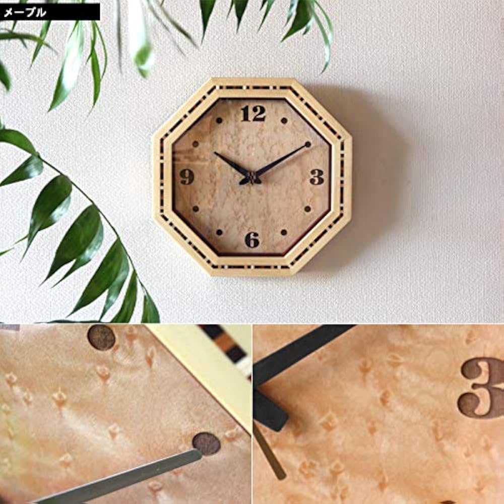 Amazon.co.jp: 掛け時計 木製（寄木入り八角時計/文字盤