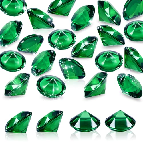 TOAOB 25 Stück Deko Diamanten Groß 30 mm Acryl Kristalle Transparent Grün Diamantkristalle Dekosteine Tischdeko Diamanten Streudeko Hochzeit Dekoration