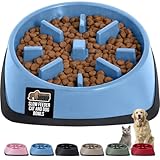 GORILLA GRIP Patented BPA Free Slow Feeder Dog Bowls, Interactive Puzzle Toy for Dogs and Cats Food Training Enrichment, Keeps Pets Busy and Prevents Puppy Overeating, All Breeds, 2 Cup, Light Blue